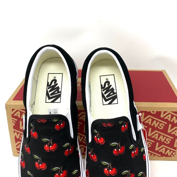 Vans Classic Men's Slip On Shoes Cherries Canvas Black Low Sneakers VN0A4U38L6M - Picture 5 of 10